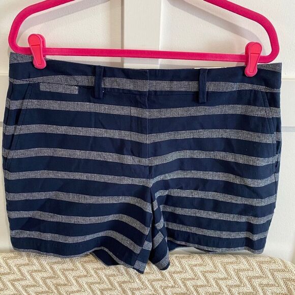 Lands’ End Women's Not Too Low Rise 5” Dobby Shorts Blue White Size 14 NWT - Picture 1 of 8